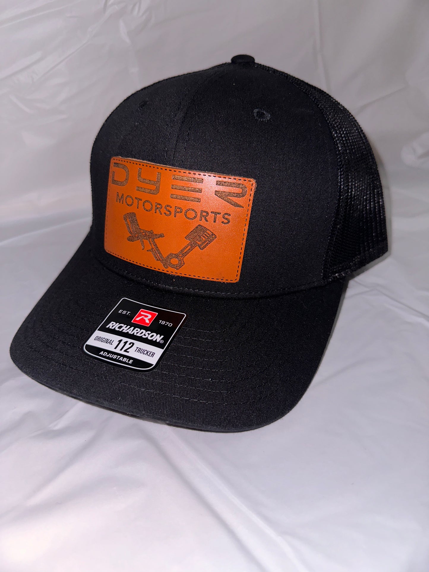 Black on Black Leather Patch Trucker Hat